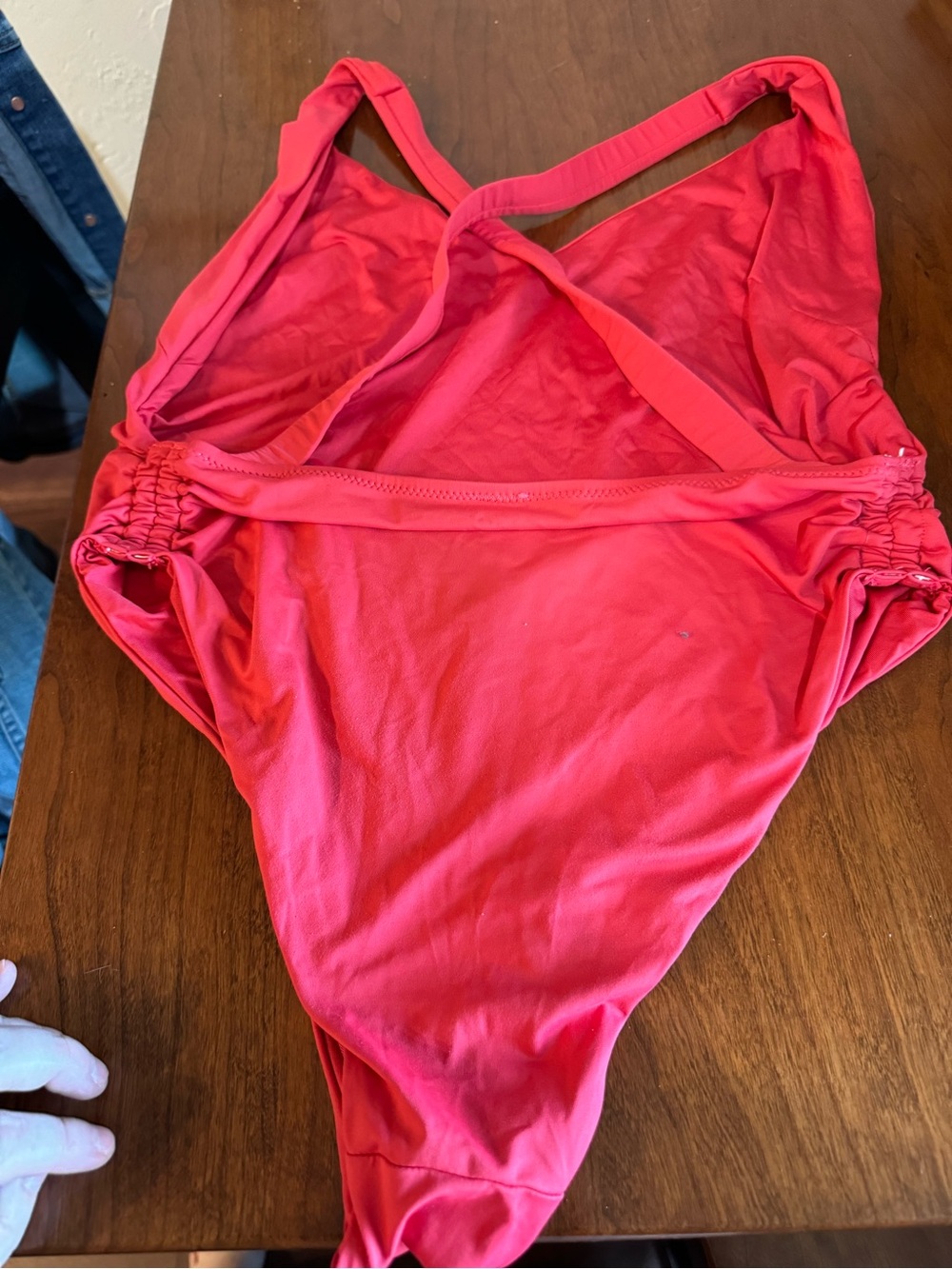 Bold Red V-Neck One-Piece Swimsuit - Picture 4 of 5